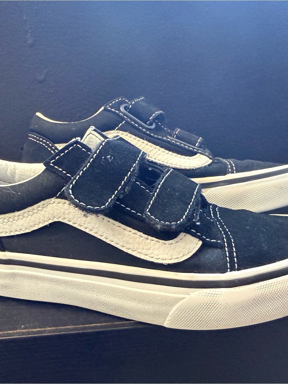 Vans Kids Black and White Velcro Skate Sneakers